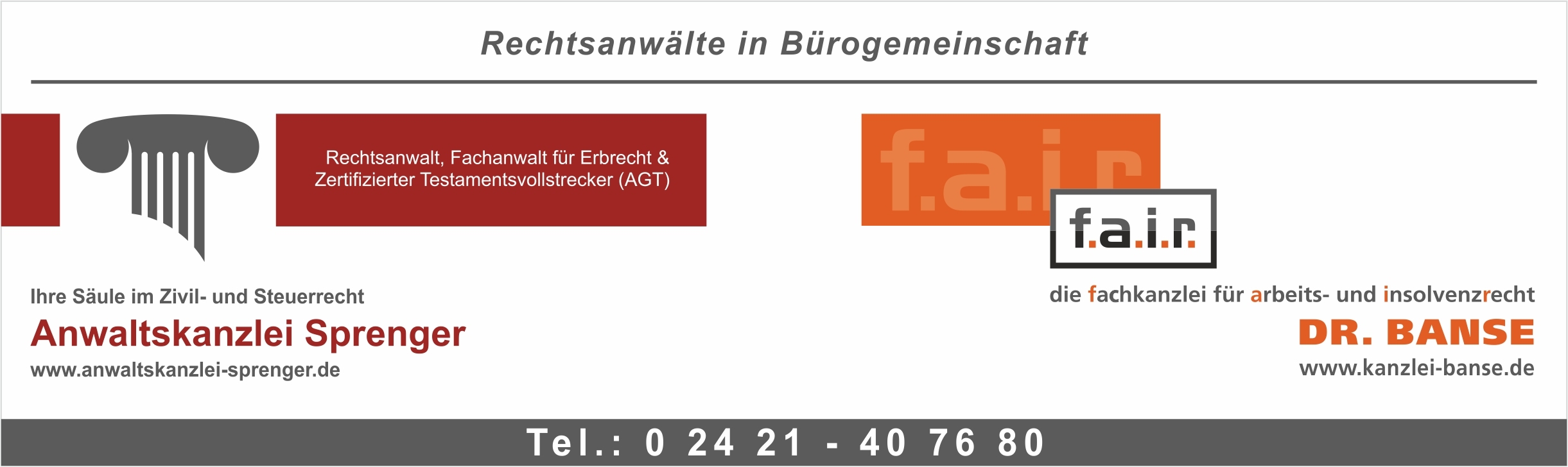 Bürogemeinschaft Roland Sprenger - Thomas Banse Bürogemeinschaft Roland Sprenger - Thomas Banse
